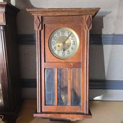 #13054 • Vintage Wooden Wall Pendulum Clock
