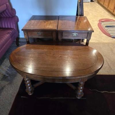 #60528 • (2) Wooden End Tables and (1) Coffee Table
