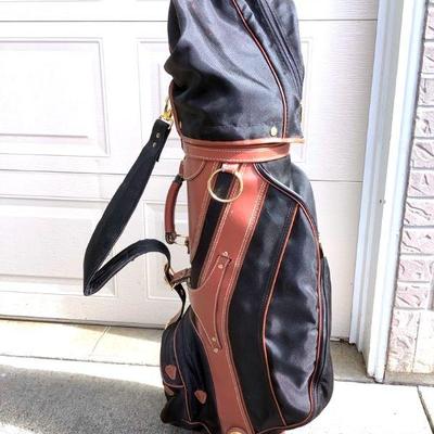 GRLI240 Jaguar Leather & Canvas Golf Bag	Jaguar leather golf bag. Has a lot of storage compartments. 
