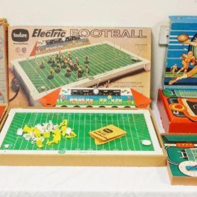 1240	VINTAGE FOOTBALL GAMES GROUP OF 4 INCLUDING TUDOR ELECTRIC FOOTBALL & CADACO FOOTBALL, UNTESTED, UNSURE IF COMPLETE
