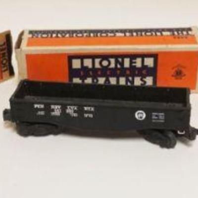 1283	LIONEL O GAUGE TRAIN NO 2452 GONDOLA CAR, NO 6456 HOPPER CAR, NO 3620 ROTATING SEARCHLIGHT CAR
