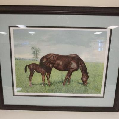 1105	HORSE AND PONEY PRINT TITLED *CONTENTMENT* 46/275, GERALD L. LUBECK, APPROXIMATELY 29 IN X 38 IN OVERALL

