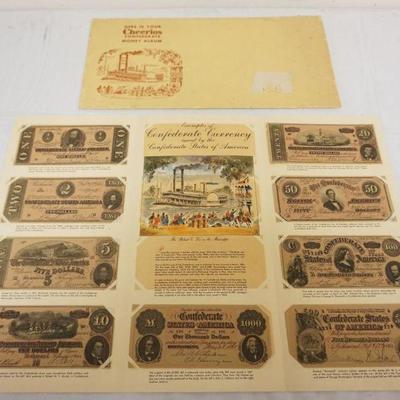 1267	VINTAGE CHEERIOS CEREAL GIVE AWAY CONFEDERATE MONEY
