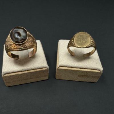 18k Gold Ring & 10k Victorian Style Signet