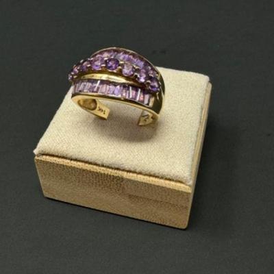 14k Yellow Gold Amethyst Ring