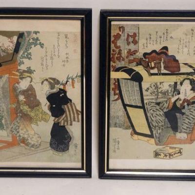 1111	PAIR OF JAPANESE BLOCK PRINTS, EACH APPROXIMATELY 8 1/2 IN X 10 1/2 IN
