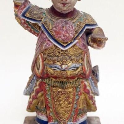 1235	CARVED WOOD POLYCHROME ASIAN FIGURE OF A WOMAN, APPROXIMATELY 8 1/2 IN H
