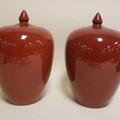 1148	PAR OF CHINESE OXBLOOD GINGER JARS, EACH APPROXIMATELY 12 1/2 IN H
