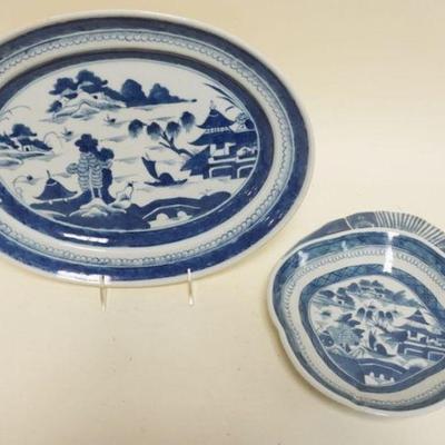 1133	CHINESE CANTON PORCELAIN 12 IN X 15 IN SERVING PLATTER AND BOWL
