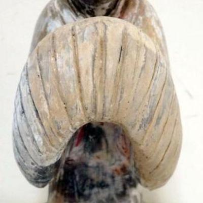 1163	CHINESE TERRACOTTA FIGURE OF WOMAN KNEELING, APPROXIMATELY 13 1/2 IN 
