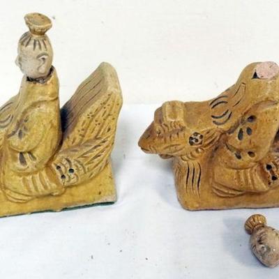 1199	CHINESE STONEWARE BOTTLES, 1 WITH DAMAGED HEAD, APPROXIMATELY 2 IN X 6 IN X 7 IN H

