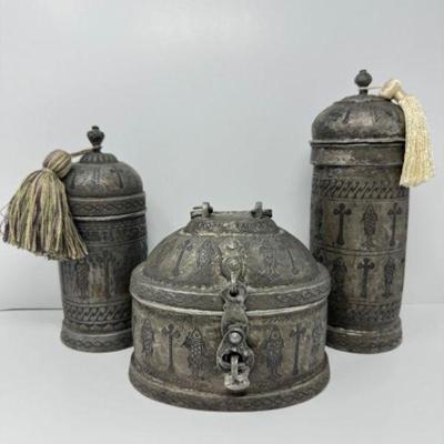 Antique Lunch Box & Ornate Armenian Ciborium (Possibly Isfahan 1802-1803)