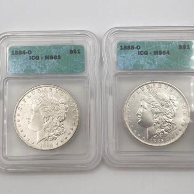#312 • (1) 1884 & (1) 1885 Morgan Silver Dollar
