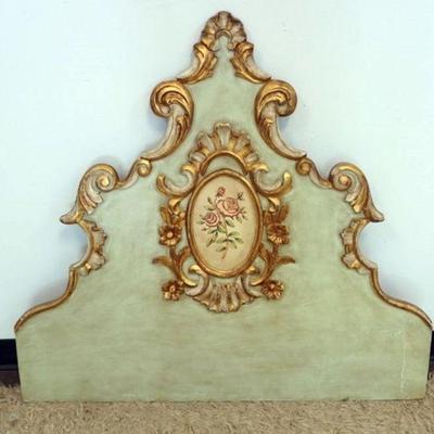 1237	PAINT DECORATED HEAD BOARD PANEL, APPROXIMATELY 34 IN X 41 IN 
