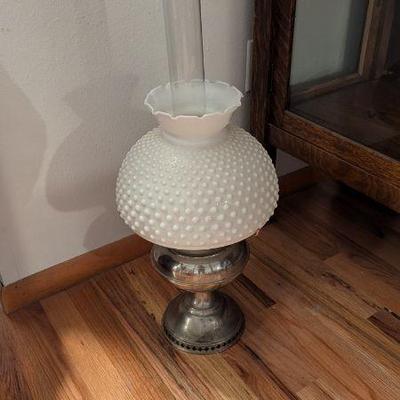 Antique Rayo Oil Lamp With Hobnail Milk Glass Shade