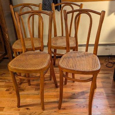 Vintage Wooden Dining Chairs - Set of 4