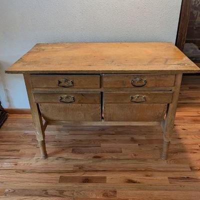  Antique Wooden Table with Drawers