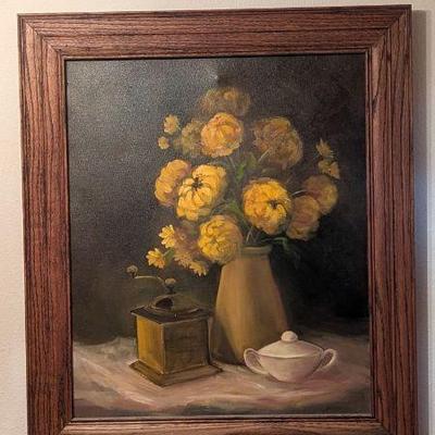  Still Life Canvas Painting With Wood Frame