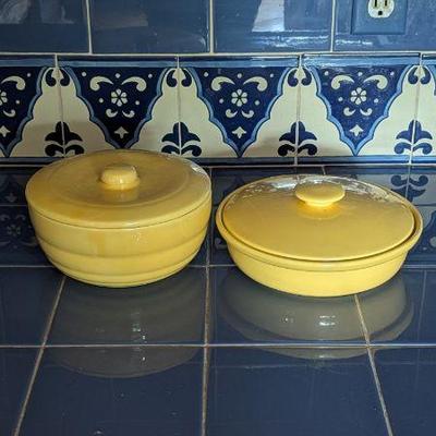Vintage Yellow Bauer and Miramar Ovenproof Bowls - Set of 2