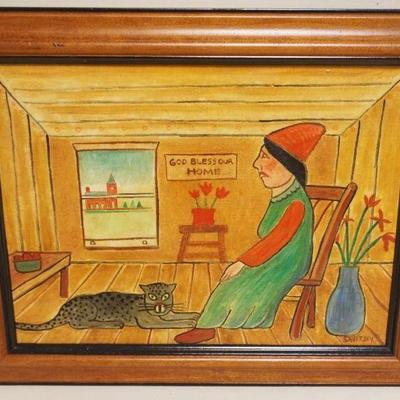 1280	JACK SAVITSKY *WOMEN AND CAT*, CONTEMPORARY FOLK ART, 74, APPROXIMATELY 12 IN X 14 1/2 IN
