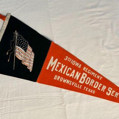 Antique Pancho Villa Mexican Border Service 3rd Iowa Regiment US Flag Pennant
