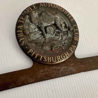 Antique Syria Temple Automobile Club Pittsburgh PA Licence Plate Topper