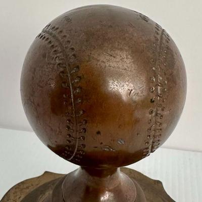 Antique Full Size Bronze Baseball Desk Paperweight Trophy