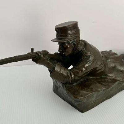Antique Jacques Petermann Fondeur Bruxelles Nationale Bronze Soldier