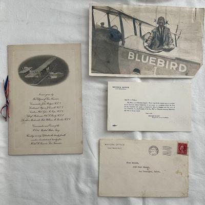 Antique Dinner Menu US Navy Aviator John Rodgers PN-9 Airplane To Hawaii Flight