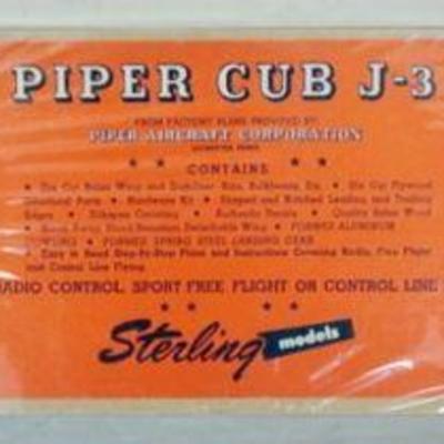 1121	VINTAGE WOOD MODEL AIRPLANE KIT, STERLING MODELS PIPER CUB J-3* R/C AIRPLANE SEALED
