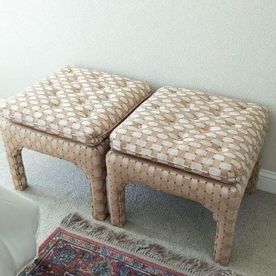 Lot #96 - Upholstered Benches Stools Pair