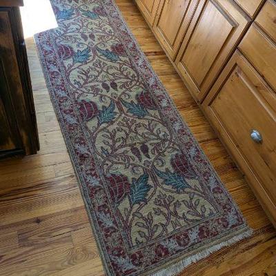 Lot #173 - Traditional Wool Runner Rug - Elegant Floral Design with Fringe Accents