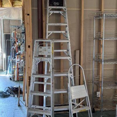 Lot #B176 - Ladder Collection - Gorilla 8ft Ladder, Werner 5ft Saft-Master, and Step Ladder