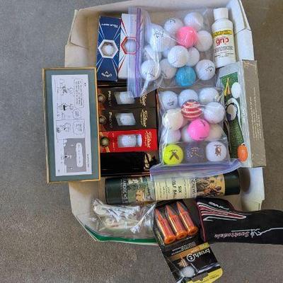Lot #B210 - Collector's Golf Variety Lot - Golf Balls, Grip Solution, Tees, Monogrammer & More