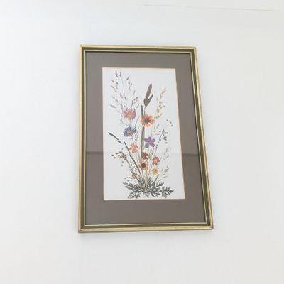 Lot #B127 Original Signed Watercolor, Framed Botanical Artwork
