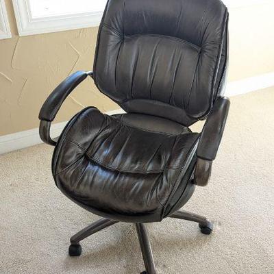 Lot #B115 - Lane Adjustable Swivel Ergonomic Office Chair in Dark Brown Leather