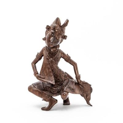 Ornate Balinese Dancer Hand-Carved Wood Sculpture