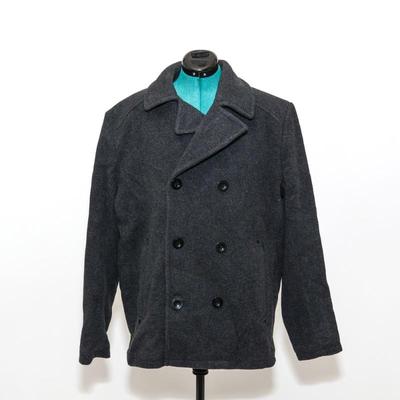 Kenneth Cole REACTION Men's Large Dark Grey Wool Pea Coat