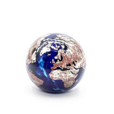 Lundberg Studio Art Glass Earth Globe Paperweight