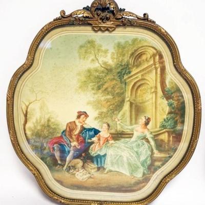 1217	PAIR OF FRENCH PRINTS IN ORNATE GILT FINISHED FRAMES, ARTIST SIGNED, EACH APPROXIMATELY 15 IN X 17 IN

