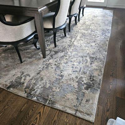 Large Contemporary Area Rug Hand Knotted - Grays and Off-whites - 14ft x 10' 2"
