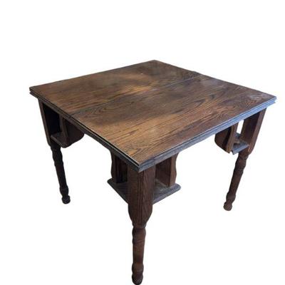 Lot #113 - Antique Wooden Tavern Game Table with Corner Drink Pockets