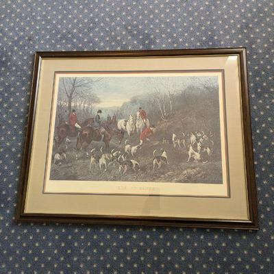 Lot #107 - Vintage Heywood Hardy 'Run to Earth' Framed Hunting Scene Lithograph