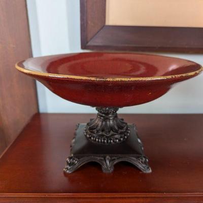 Lot #110 -  Vintage Moroccan Spice Pedestal Bowl with Metal Stand.
