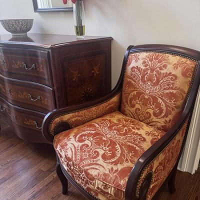 Red and Gold Paisley Accent Chair (2 available)