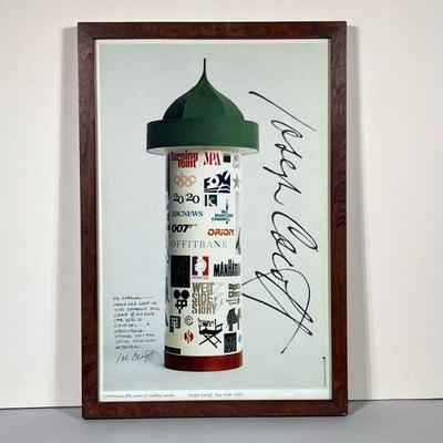 [SIGNED] JOSEPH CAROFF ADVERTISING POSTER | With dedication to Dr. Sherman, framed under glass. - h. 18.5 x w. 12.5 in

