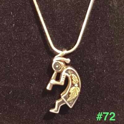 Sterling Silver and 12K Gold Kokopelli Necklace