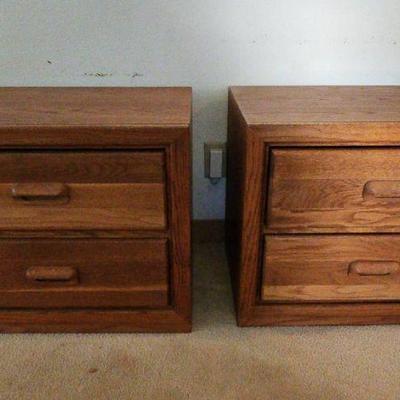 BEE059-Pair Of Light Brown 2 Drawer Wooden Nightstands