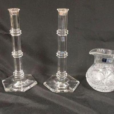 1237	GROUP OF ASSORTED CRYSTAL INCLUDING TIFFANY & CO 11 IN CANDLESTICKS, ROSENTHAL, ETC
