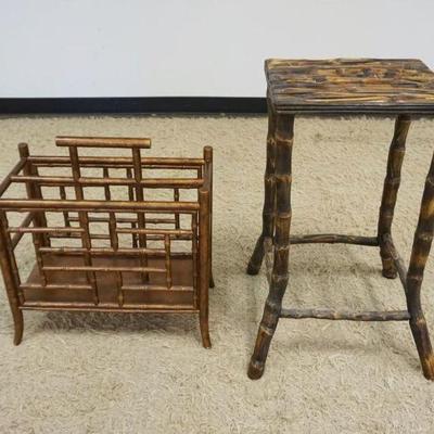 1158	FAUX BAMBOO STAND AND MAGAZINE RACK, STAND APPROXIMATELY 13 IN X 15 IN X 27 IN H
